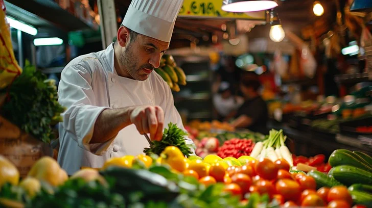 Chef selecting produce